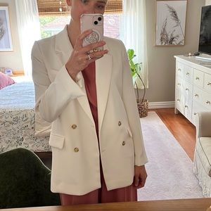 Oversized white blazer